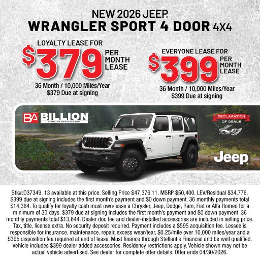 NEW 2026 JEEP WRANGLER SPORT 4 DOOR