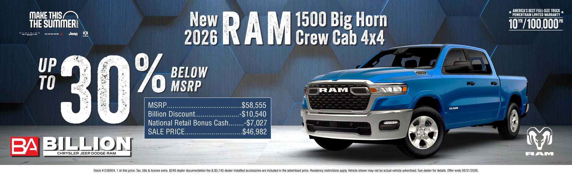 NEW 2026 RAM 1500 BIG HORN CREW CAB
