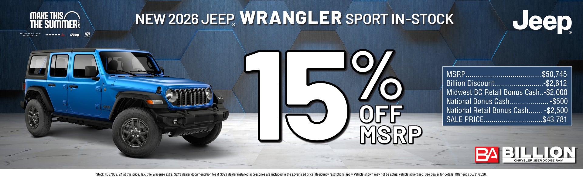NEW 2026 JEEP WRANGLER SPORT